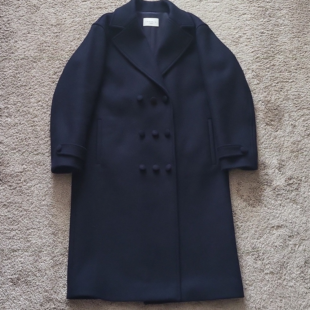 Sandro Paris Wool Coat in Navy/ Size EU 38
